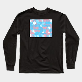 Trans Pride Multicolored Cubes Pattern Long Sleeve T-Shirt